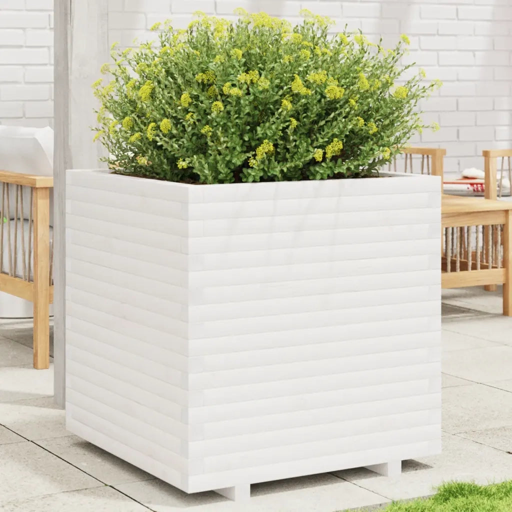Fioriera da Giardino Bianca 70x70x72,5cm Legno Massello di Pino 3282585
