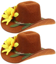 Miniatura di Cappello da Cowboy - 2 Pezzi - Cappello da Cowboy per Bambina - Cappello da Cowboy per Ragazza - Decorazione per Festa - Decorazione per Natale - Ornamento Carino - Cappello per Bambola