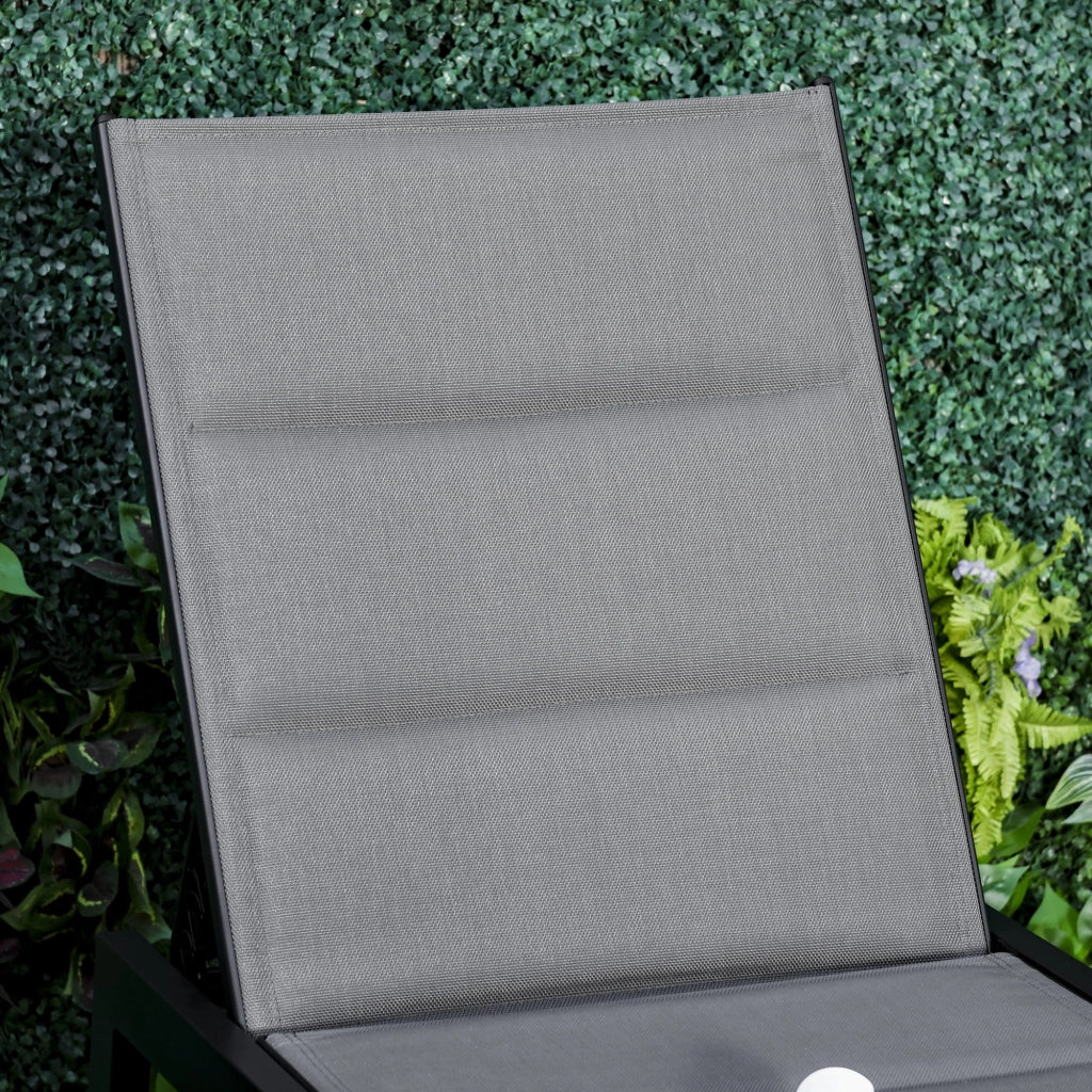 Easycomfort Sdraio da Giardino Reclinabile su 5 Livelli Rivestimento Imbottito, Alluminio e Texteline, 72x168x102cm Grigio