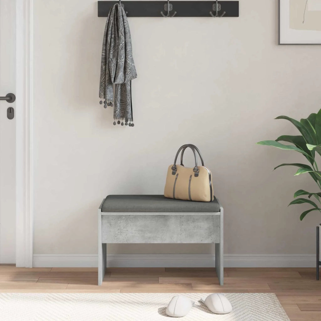 Panca per ingresso con cuscino Grigio cemento 63 x 38 x 40 cm