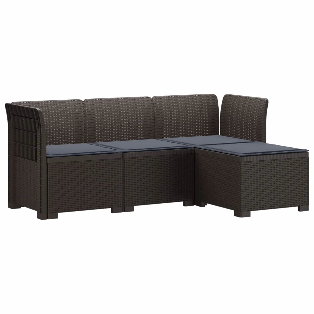 Divano da giardino 4 posti con cuscini aspetto rattan PP 3443933