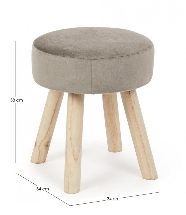 Set 2 Sgabelli  34x34x38 cm in Velluto Adeline Tortora