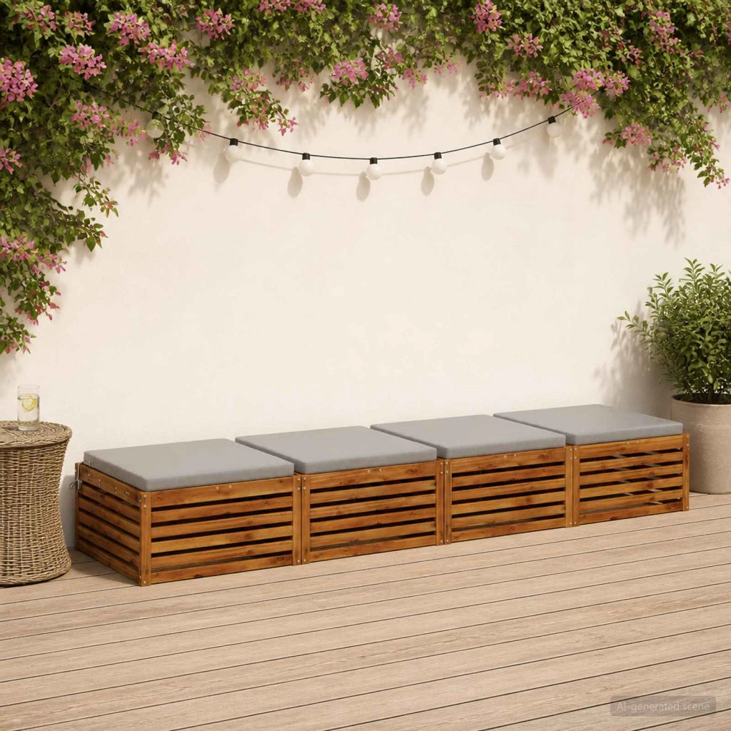 Cuscini per Sedia in 4 Pezzi SOEST 4 pz 100% Poliestere Grigio 945030