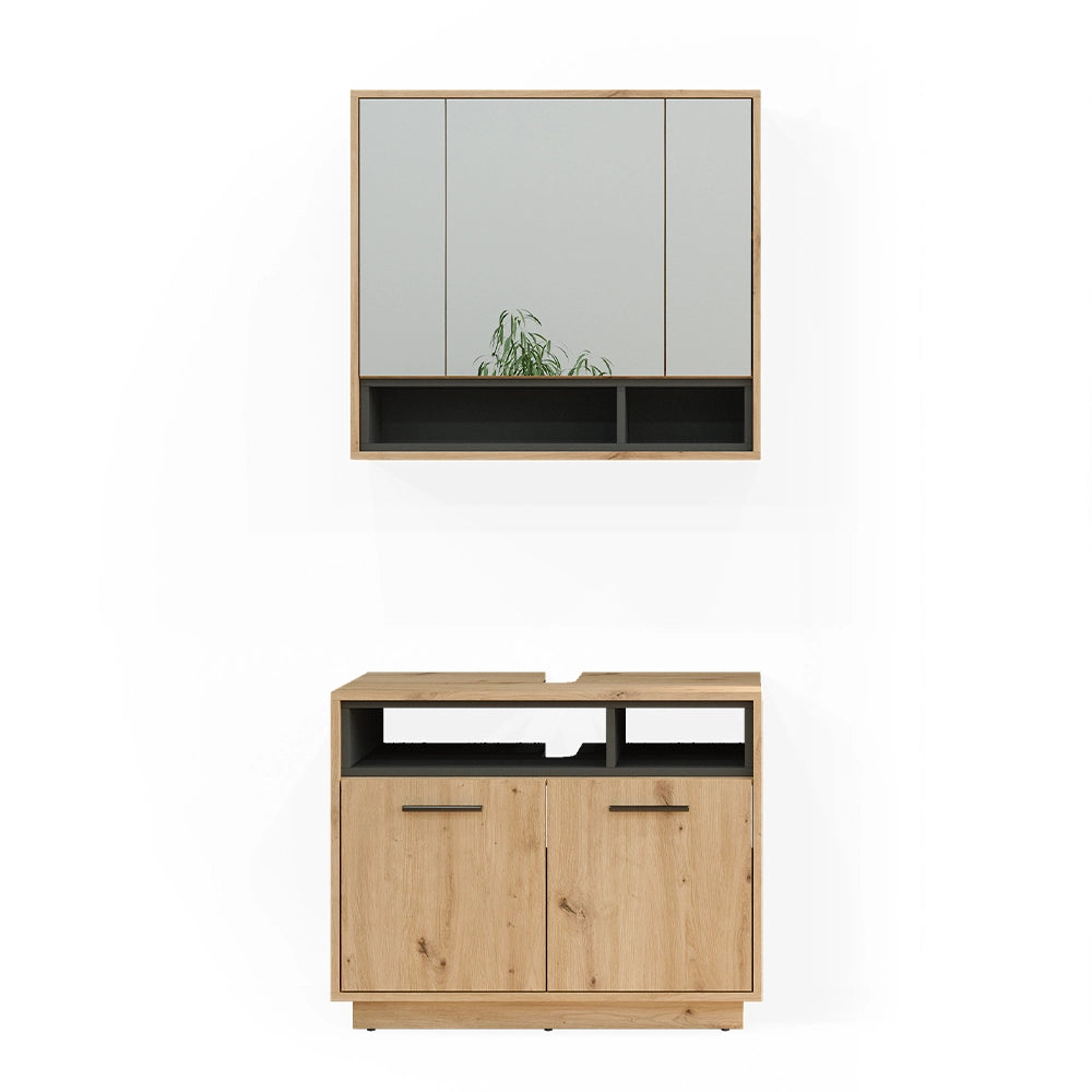 Vicco Set di mobili da bagno Rovere artigianale 2 parti