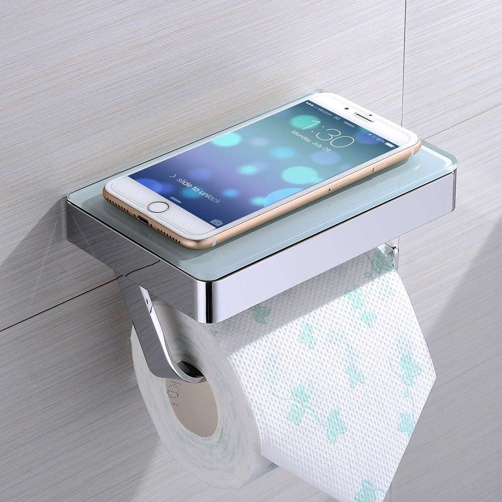 Portarotolo con ripianoin vetro - serie concept