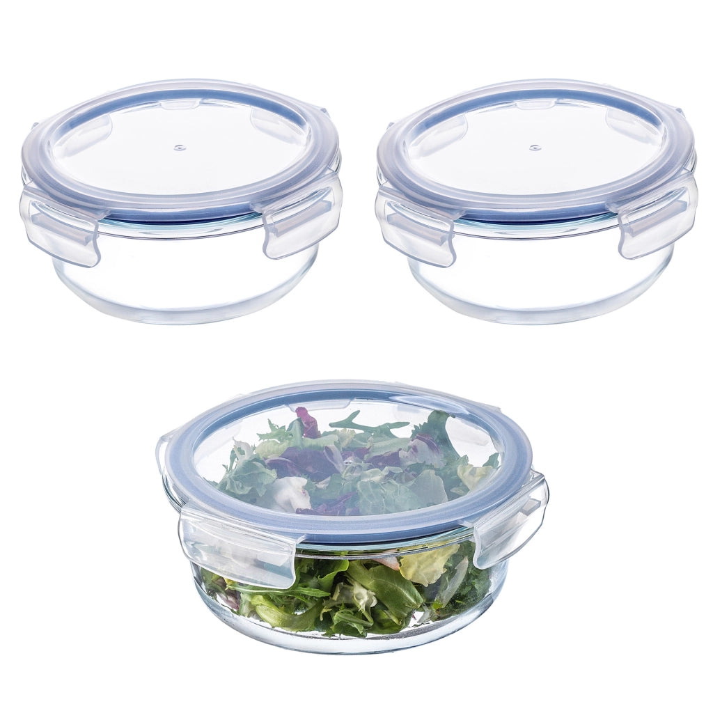 Contenitore per alimenti in vetro KADAX da 1300 ml con coperchio, portapranzo (3 pezzi)