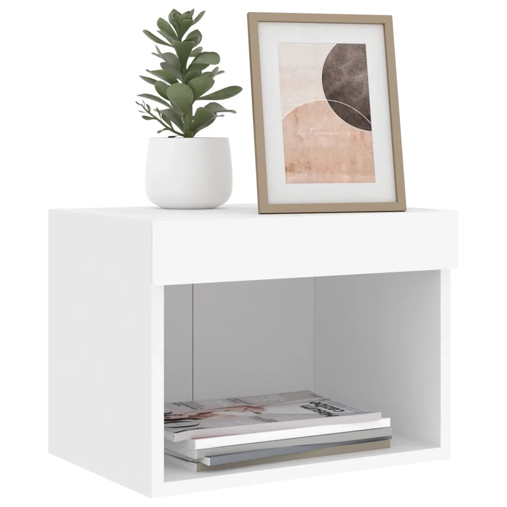 Comodino con Luci LED a Parete-Tavolino da notte Bianco 217286
