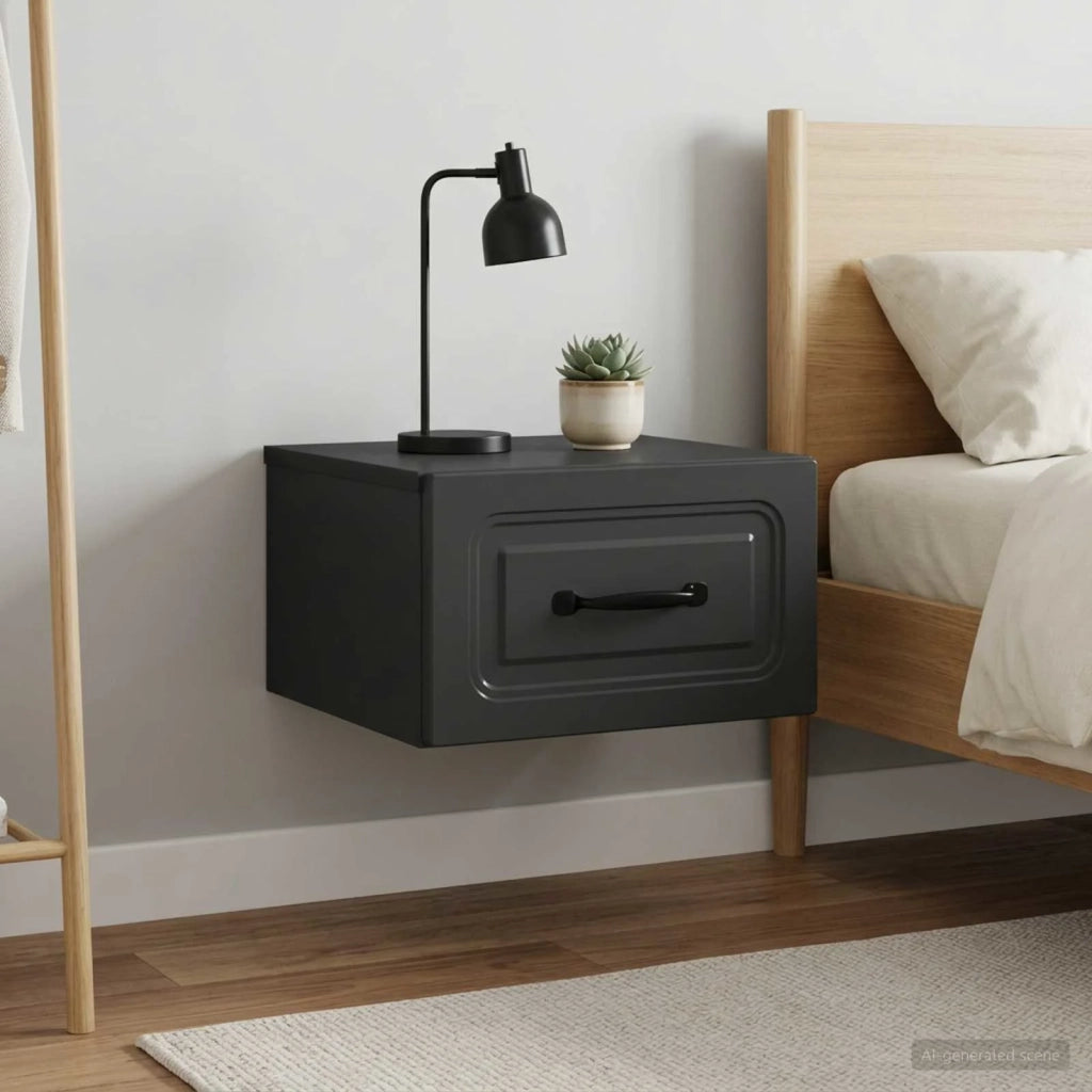 Mobiletto da notte a muro 2 pcs Nero 34,5 x 33 x 20 cm 899278