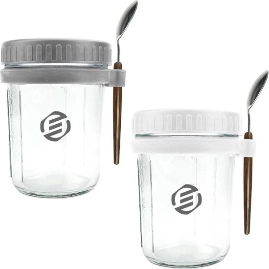 Set di Overnight Oats in Jar di Mason - Bicchiere per Muesli - Bicchiere per Havermut - Set - Da non perdere per il tuo colazione