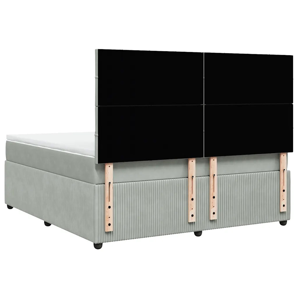 Giroletto a Molle con Materasso Grigio Chiaro 180x200cm Velluto