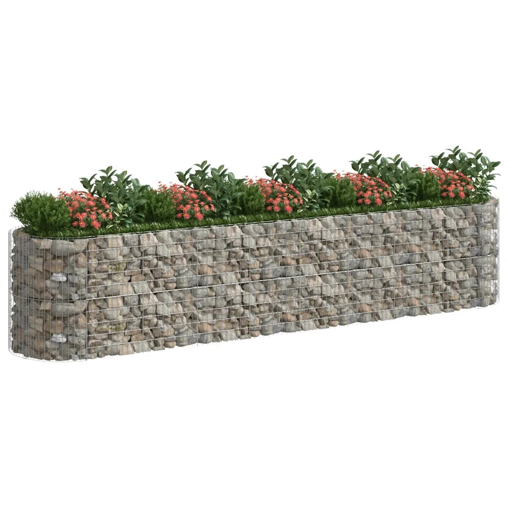 Gabbione con Fioriere | Cassetta per fiori | Letto Rialzato in Ferro Zincato 500x100x100 cm