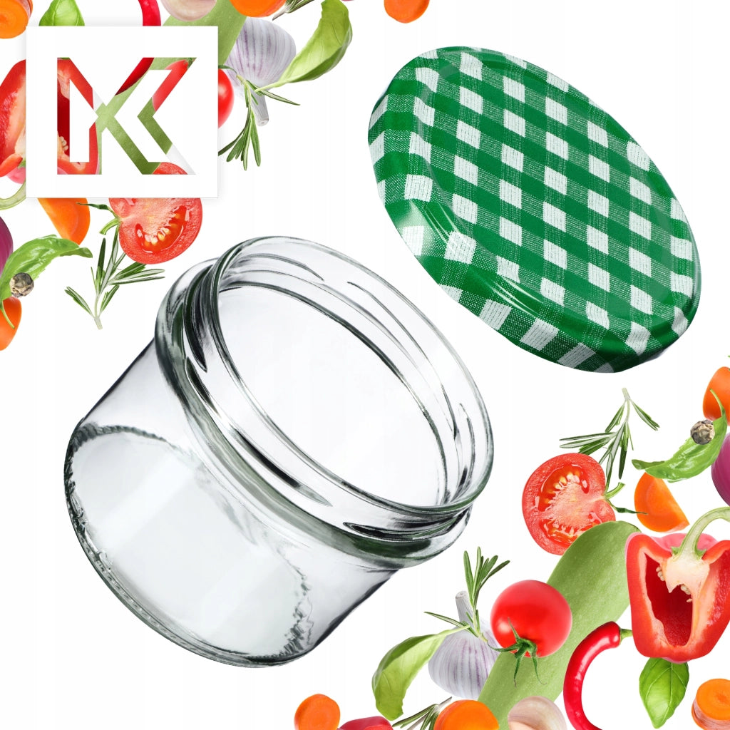 KADAX Tartu barattoli di vetro 235ml 50pz 82mm + coperchio "Griglia verde"