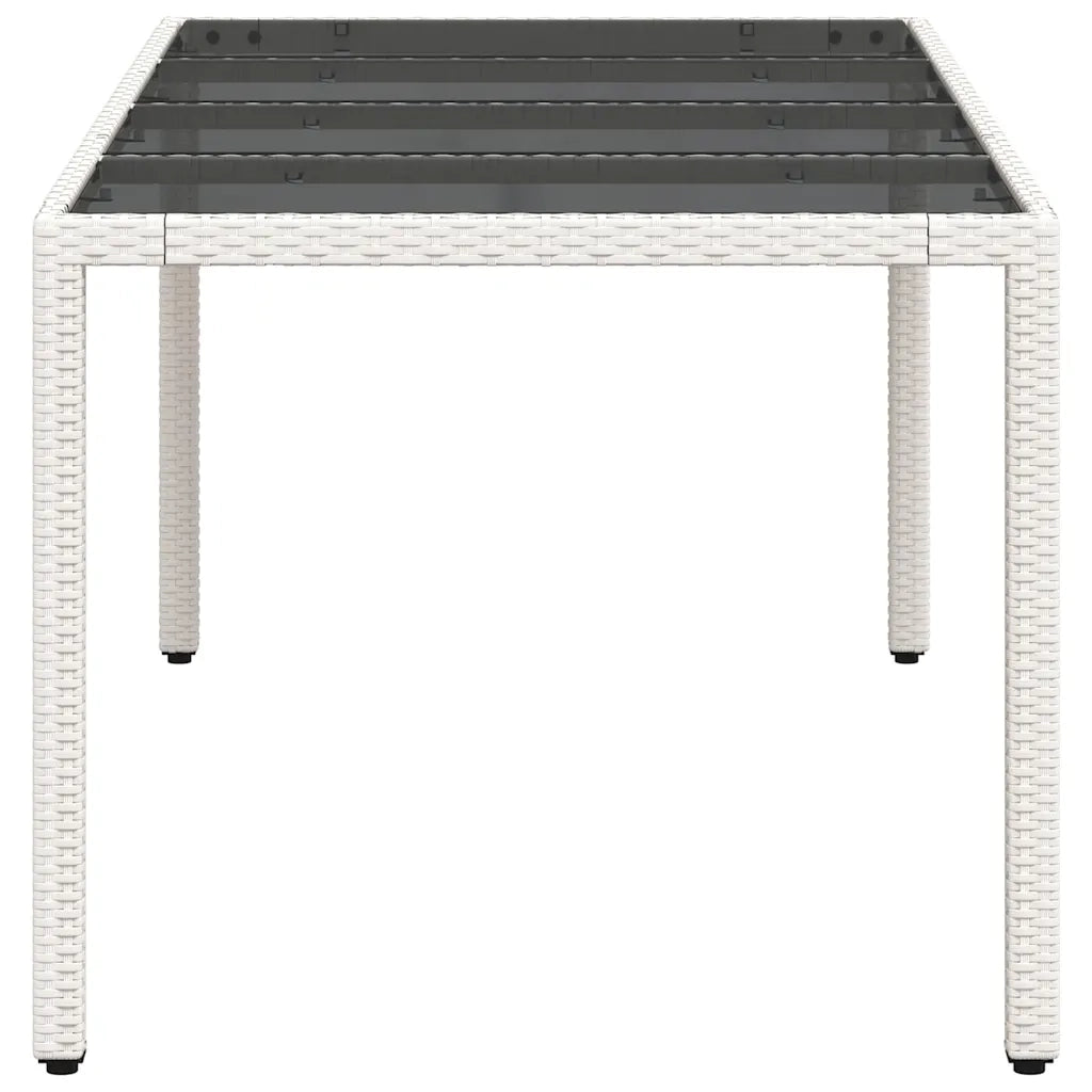 Tavolo Giardino Piano in Vetro Bianco 190x90x75 cm Polyrattan 368129