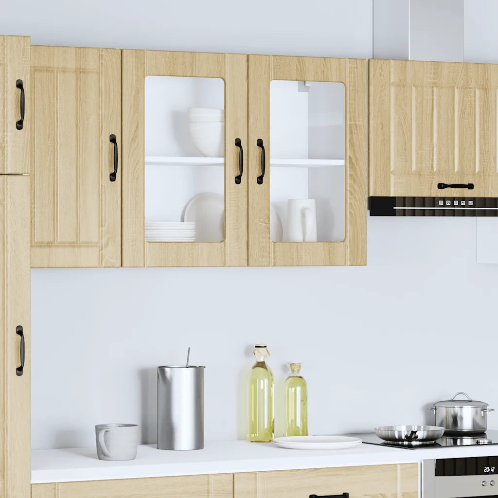 Pensile da Cucina con Porta in Vetro Lucca Rovere Sonoma