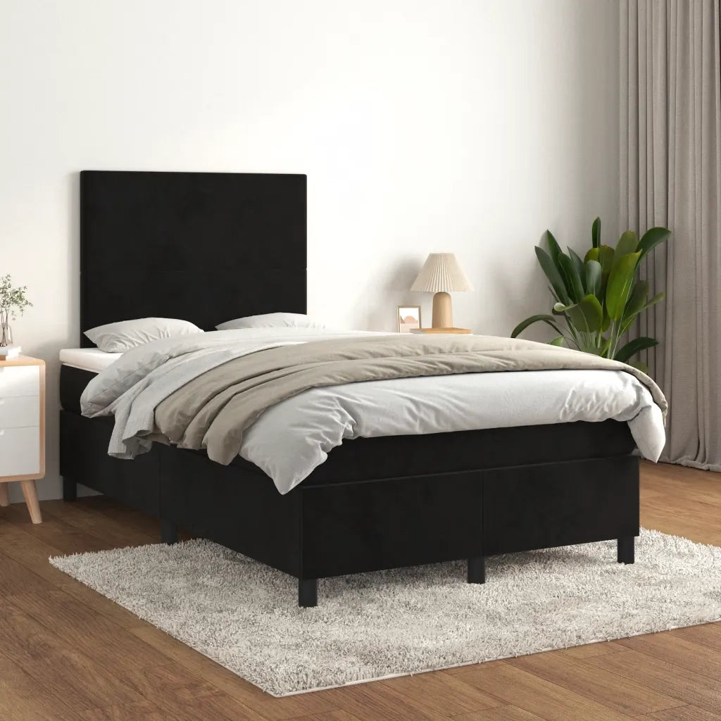 Giroletto a Molle con Materasso Nero 120x190 cm in Velluto 3269985