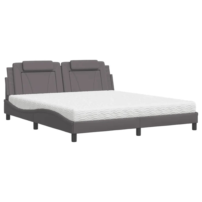 Letto Viana con Materasso Grigio 180x200 cm in Similpelle 3208813