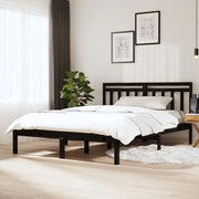 Giroletto-Struttura Letto Nero in Legno Massello di Pino 140x190 cm 639908