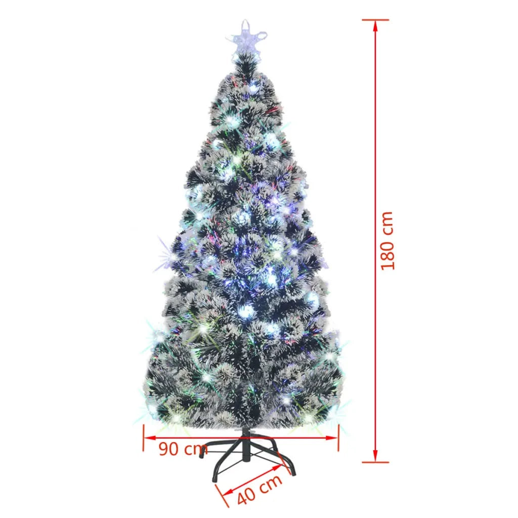 Albero di Natale | Decorazioni natalizie Preilluminato con Supporto e LED 180 cm Fibra Ottica