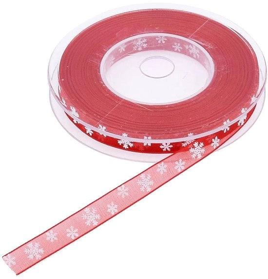 Decorazione di Natale a forma di fiocco di neve in lana di 20 m - Confezione regalo - Lint decorativo - Lint in poliestere - Larghezza 10 mm - Lint di Natale