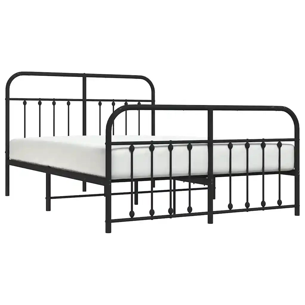 Giroletto con Testiera e Pediera Metallo Nero 135x190 cm 352595