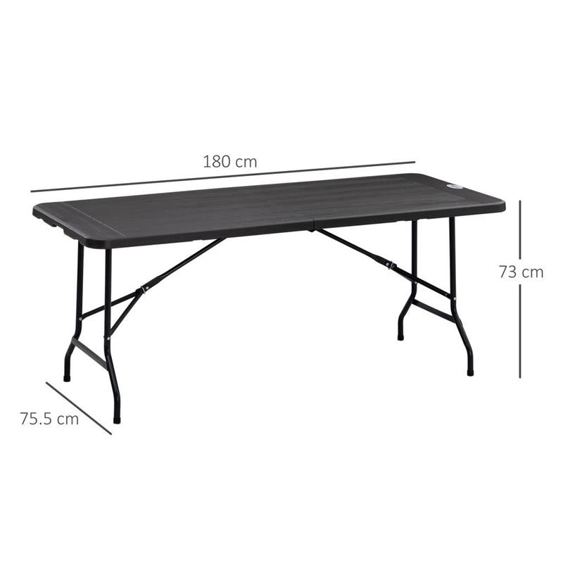 TAVOLO DA GIARDINO PIEGHEVOLE PER 6 PERSONE IN ACCIAIO E HDPE, 180X75.5X73CM, GRIGIO SCURO