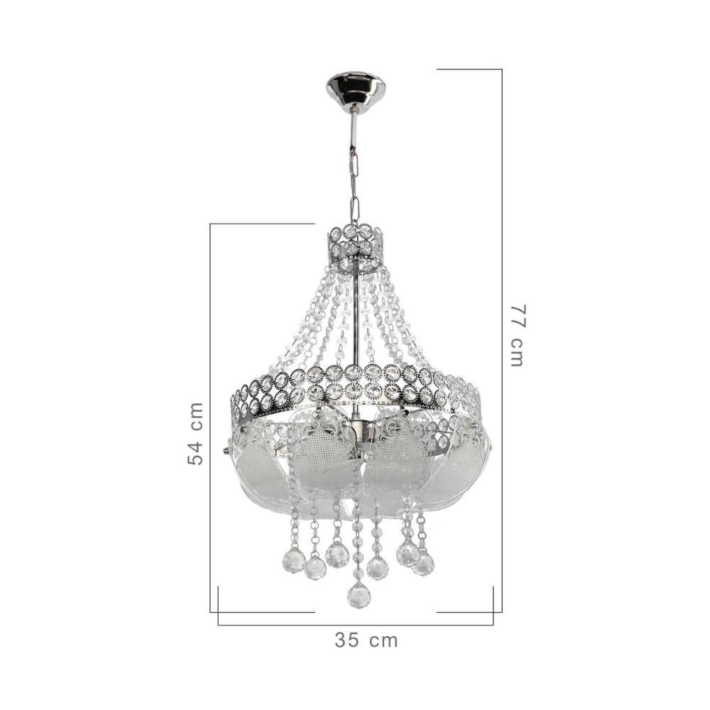 Lampada a sospensione vetro decorato e pietre effetto cristallo Sare MDL3550 colore argento