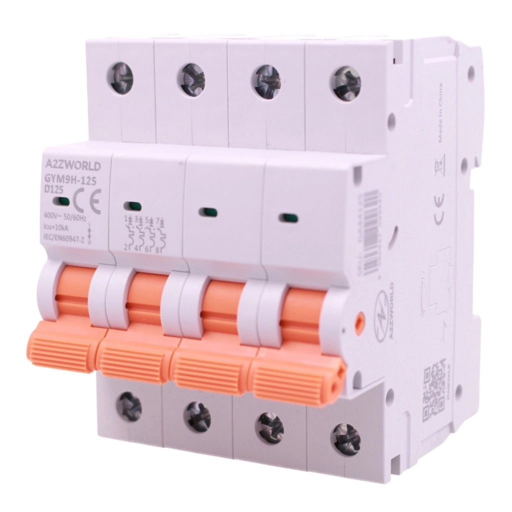 MCB Interruttore Magnetotermico Trifase 380V Curva D 4P 4M 10000A AC 400V IP20 GYM9H-125, Disponibili 80A 100A 125A (C125A)