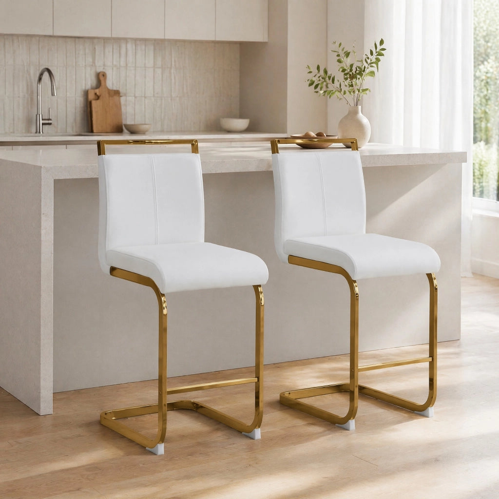 SGABELLO ALTO Set da 2 pezzi 96,5 cm PU bianco e oro