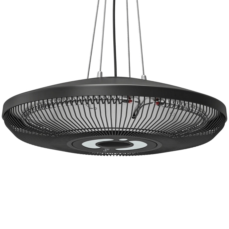 Stufa a infrarossi a soffitto 2000 W in carbonio con luce LED; touch e telecomando; nero