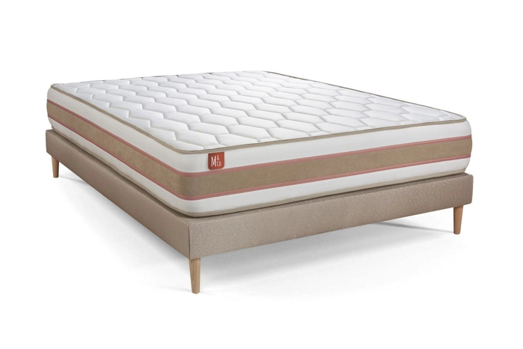 Pacchetto letto completo - Materasso 160x200cm + Box spring con doghe (kit) + 2 cuscini + Piumino - Le Délicat