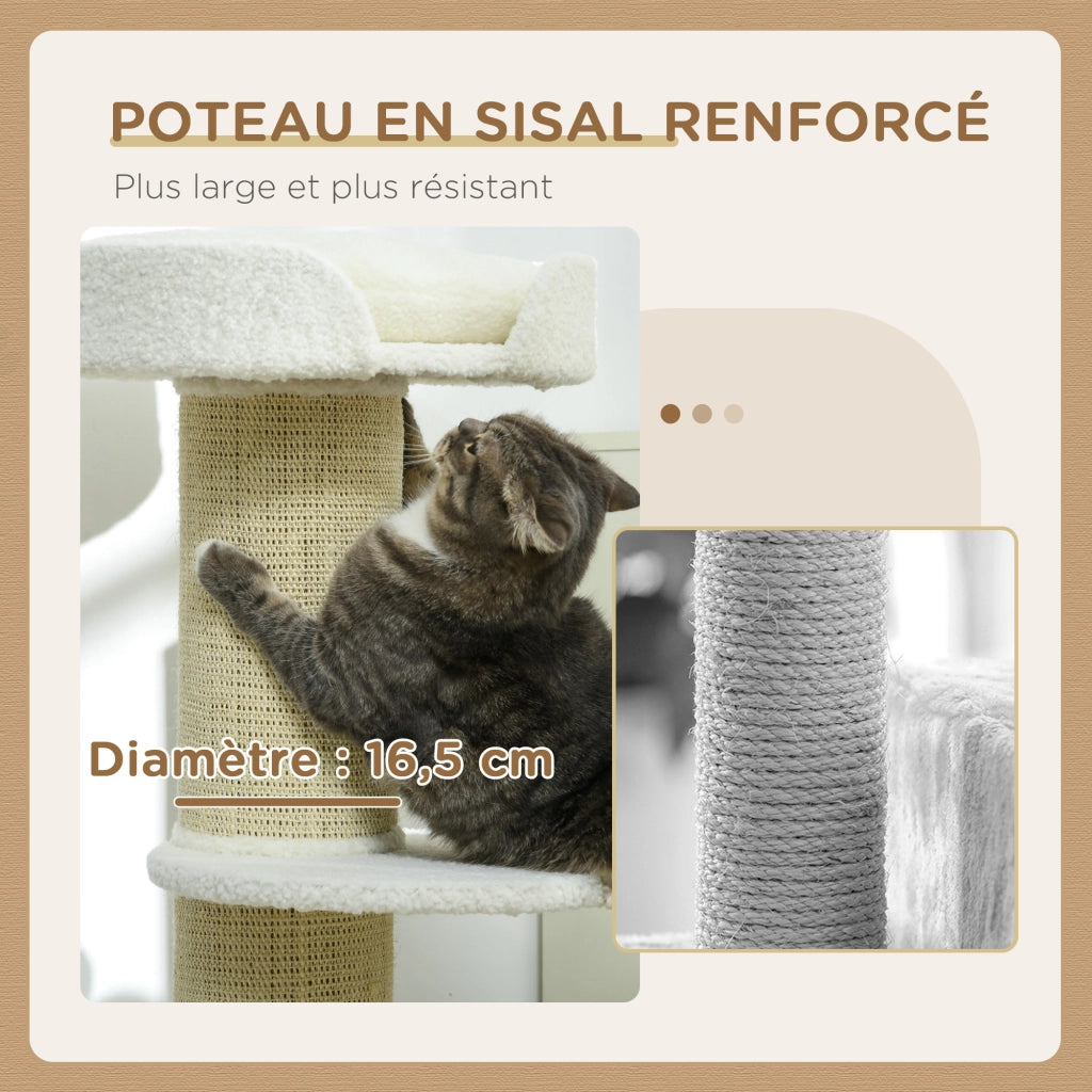 Albero per gatti con tiragraffi e piattaforme ¨C zephmum ¨C crema