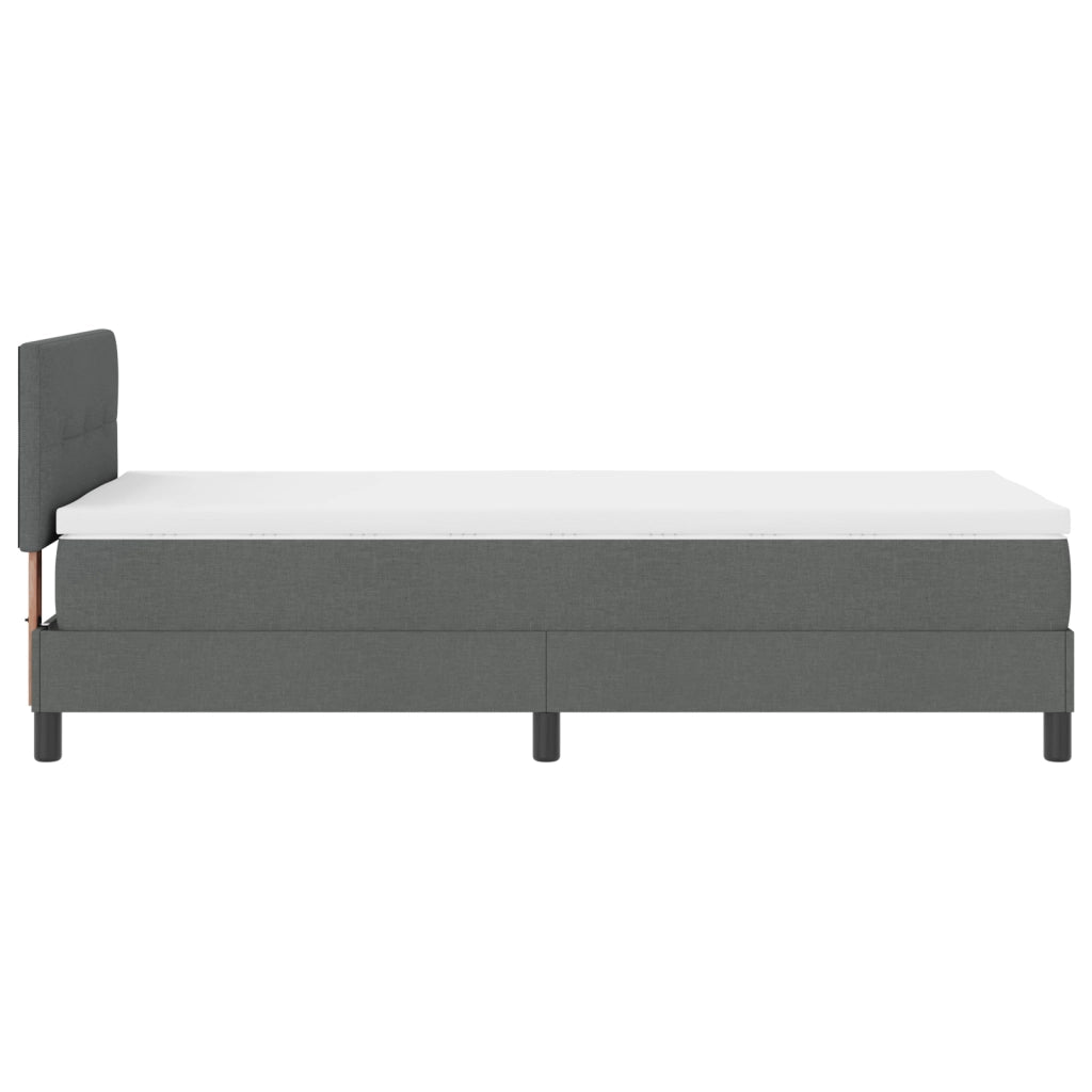Letto Box Spring e Materasso Grigio Scuro 90x190 cm Tessuto