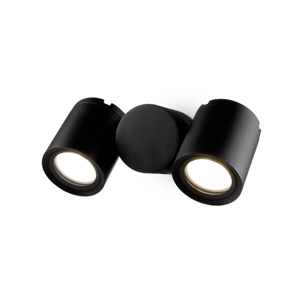Lampada Da Parete Moderna Per Esterno Alluminio Nero 2 Luci Gu10 50W Ip54