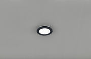 CAMILLUS PLAFONIERA LED TONDA METALLO NERO OPACO CON FUNZIONE DIMMERABILITA' CON NORMALE INTERRUTTORE A PARETE IP44 D. 17CM LED 9 W · 1.000 lm · 3.000 K