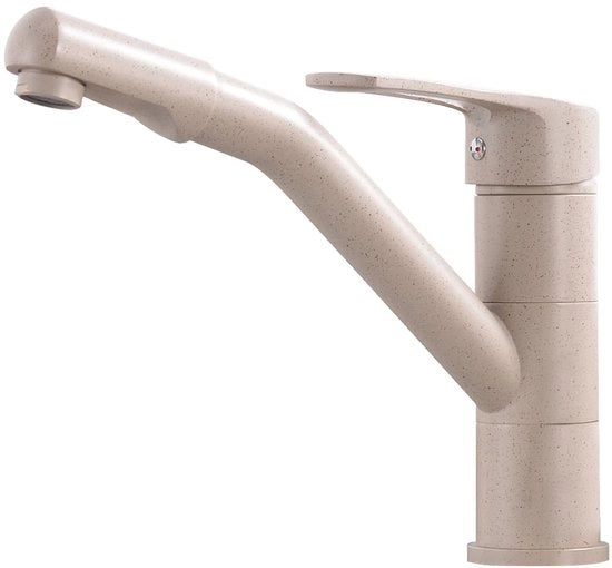 Kraan per cucina, con rubinetto a comando, modello a ceramica con vaschetta rotante a 360°, versione per cucina in esecuzione extra solida (classico freddo, beige)