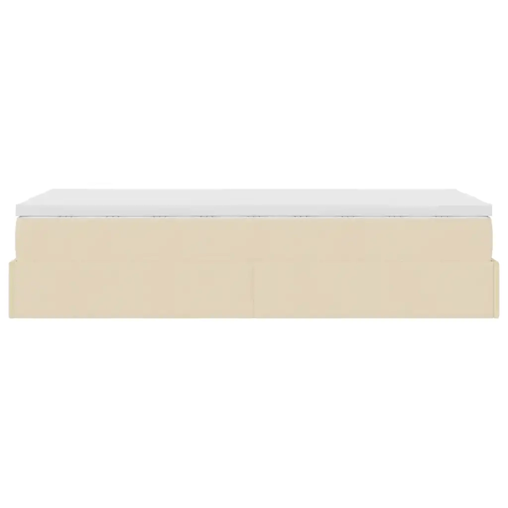 Struttura Letto Pouf con Materasso Crema 100x200 cm in Tessuto 3311090
