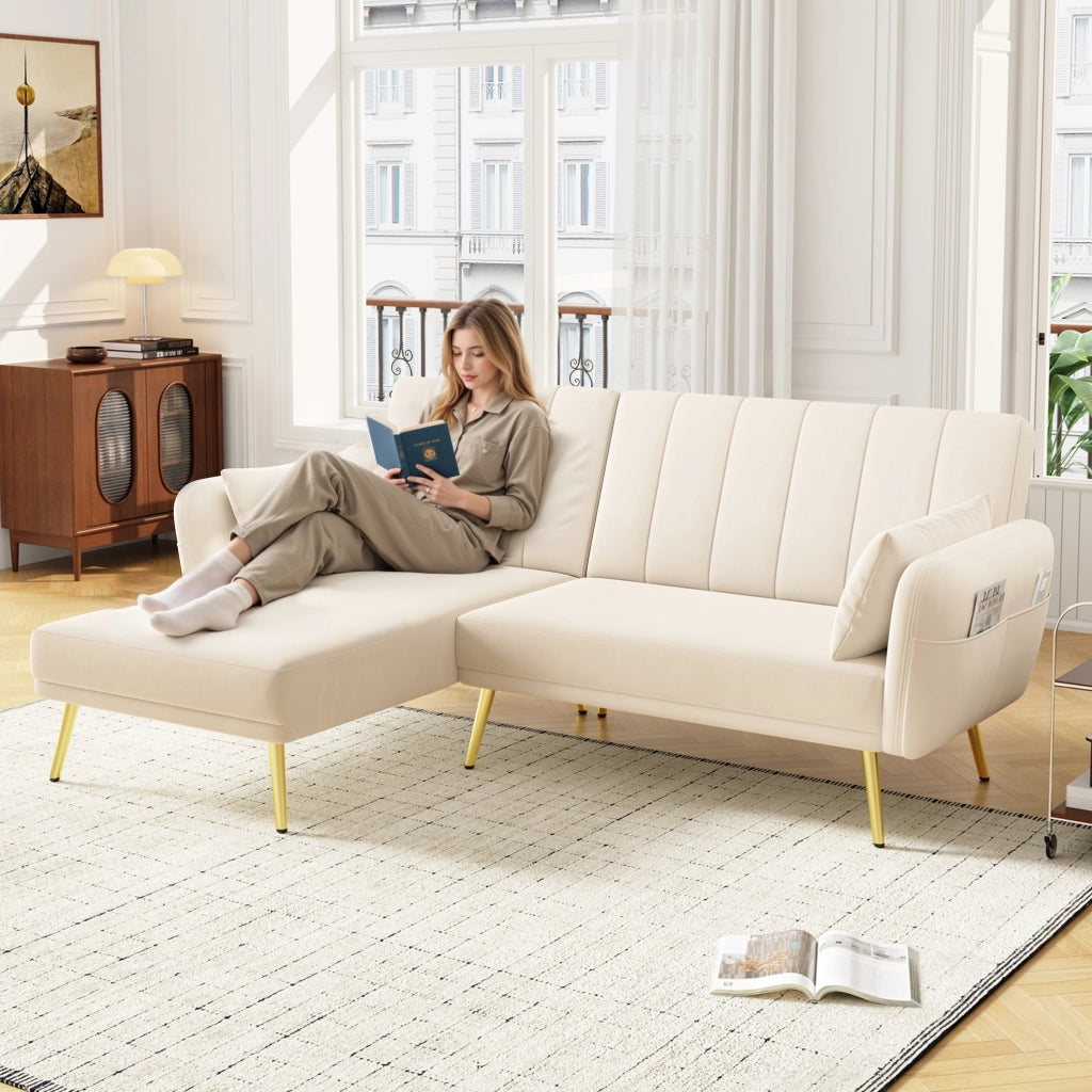 Divano Letto Angolare con Funzione Letto ¨C MINIMAL ¨C Tessuto, L-Shape