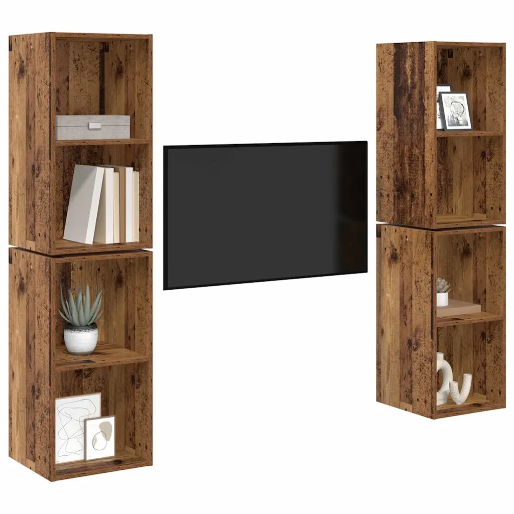 Set mobile TV 4 pcs Legno vecchio 37 x 37 x 72 cm 3393561