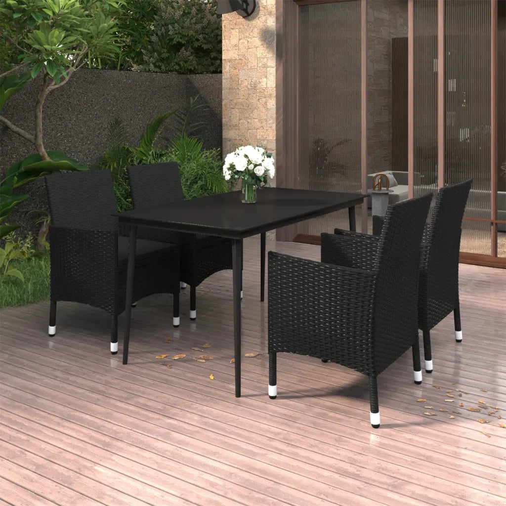 Set da Pranzo per Giardino 5 pz con Cuscini Polyrattan e Vetro 3099735