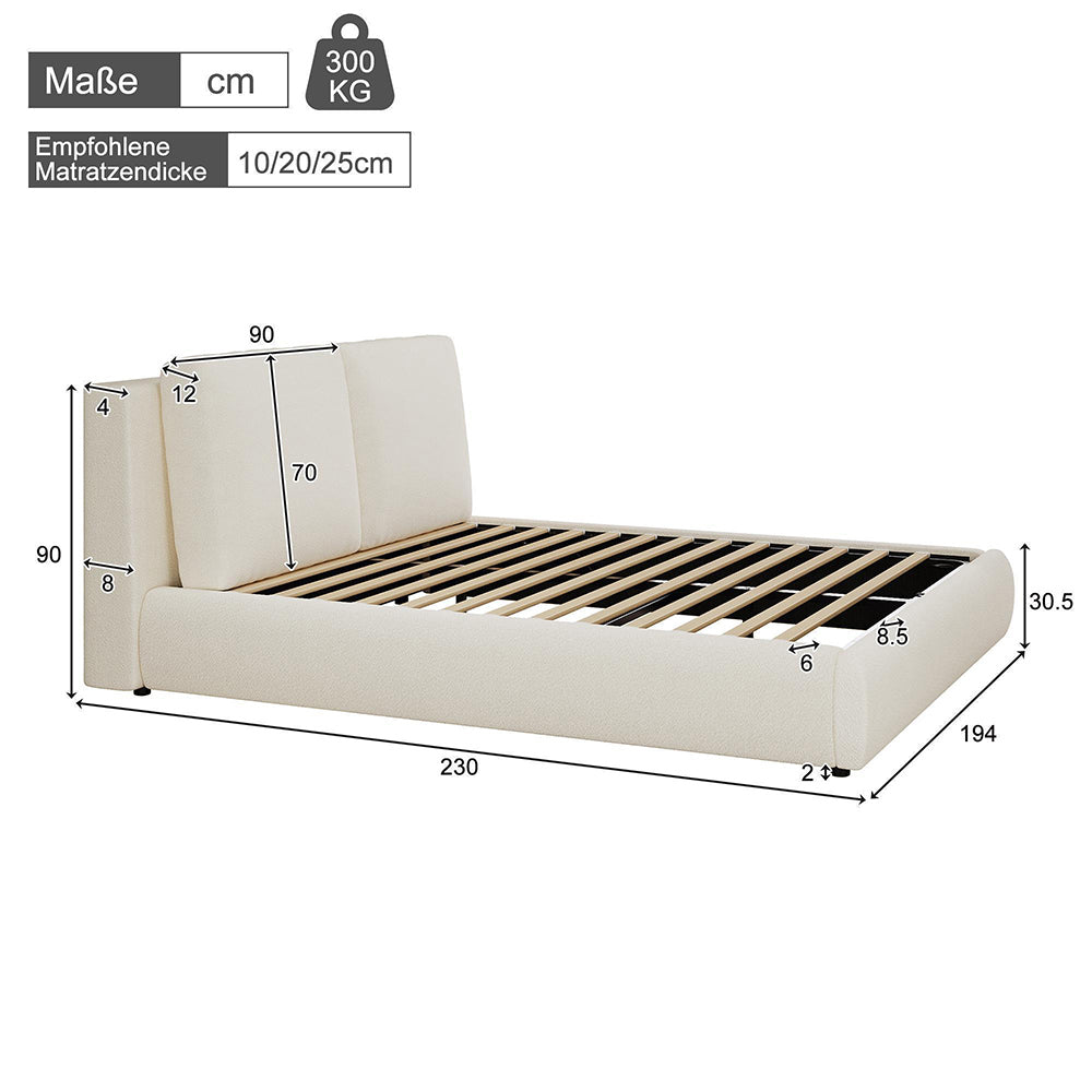 Letto matrimoniale-Xylo-180x200cm idraulico spazio ripiano  beige