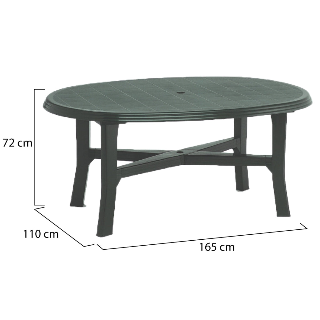 Simmsville, Tavolo da Esterno 6 Posti Made in Italy, 165x110x72h cm Verde