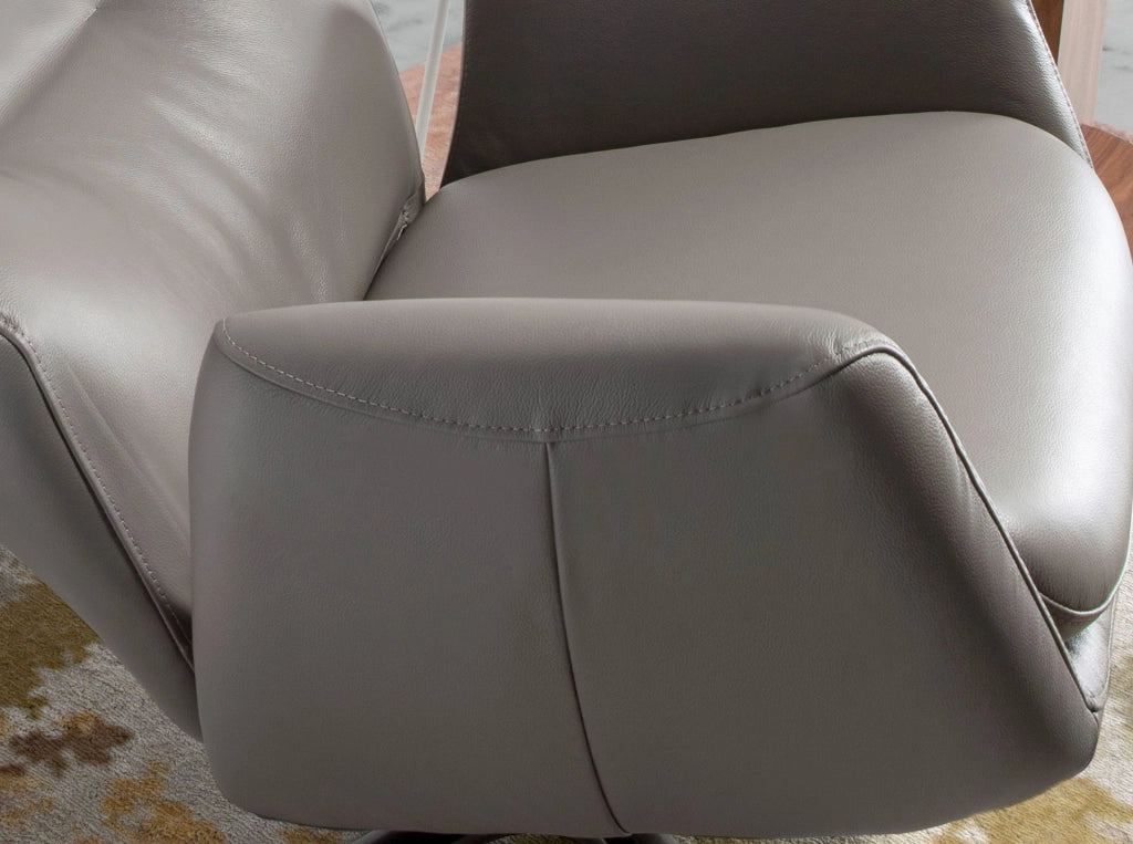 Poltrona girevole in pelle grigio scuro
