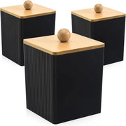 Copertura per doccia in bambù ad alta densità - Dispensatore di dischi di cotone in acrilico robusto - Nero - Organizzatore multifunzionale per dischi di cotone - Organizzatore per la doccia per dischi di cotone spazzole per capelli