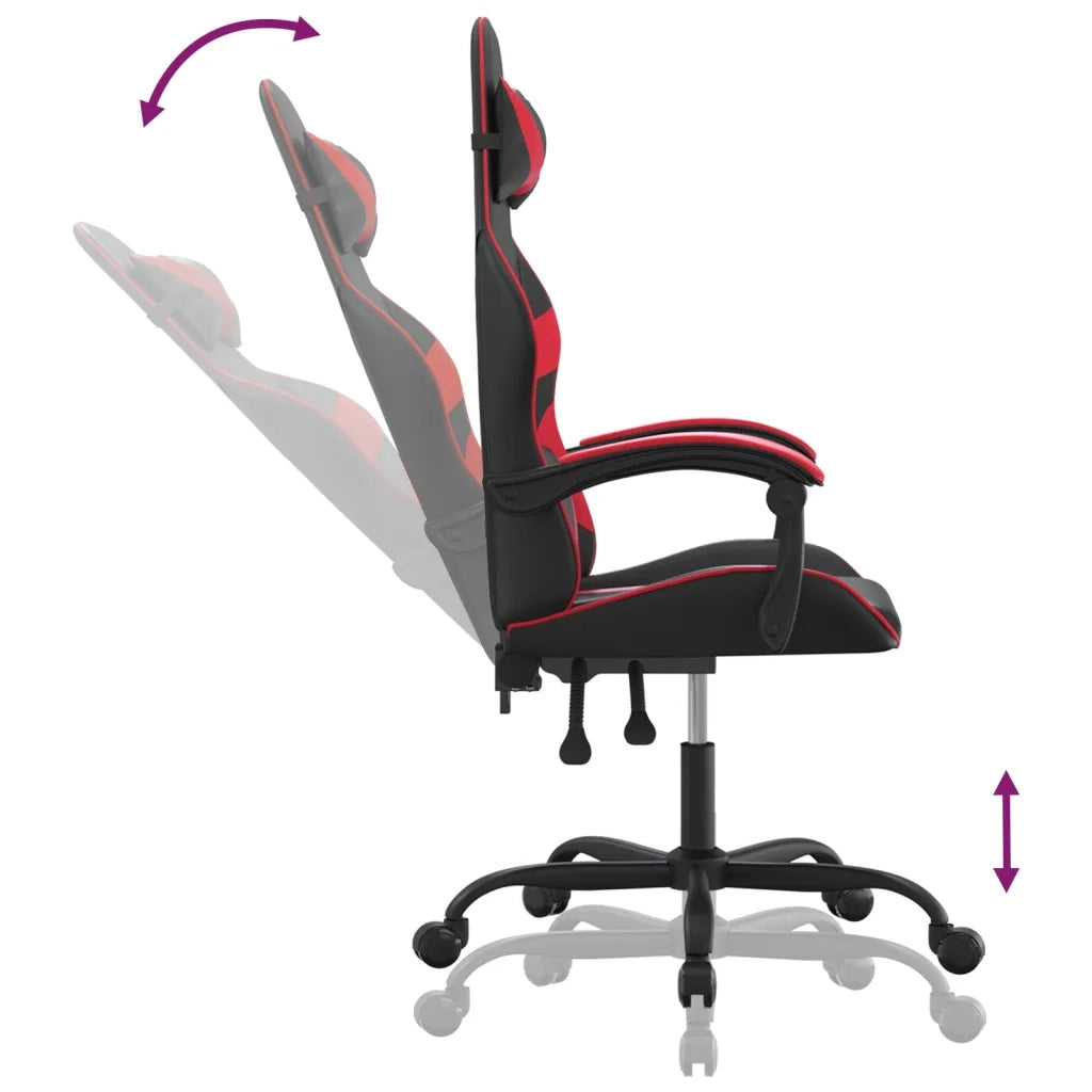 Sedia da Gaming Girevole Nera e Rossa in Similpelle cod mxl 78472