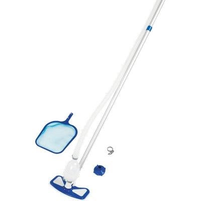KIT PULIZIA PISCINA AQUACLEAN 58234 BESTWAY  SCOPA+RETINO+TUBO+MANICO CM 279+ADATTATORI