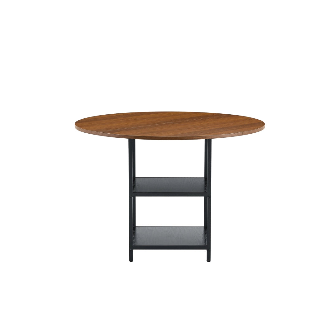 Tavolo da pranzo rotondo - Zephmum- 107 cm diametro- Nussbaum-Optik- doppio ripiano