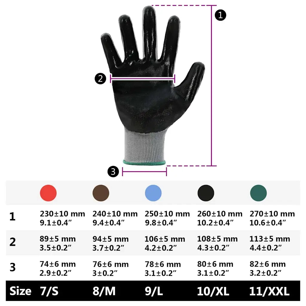 Guanti da Lavoro 12 pz Grigio e Nero 11 / XXL Poliestere CFW4356460