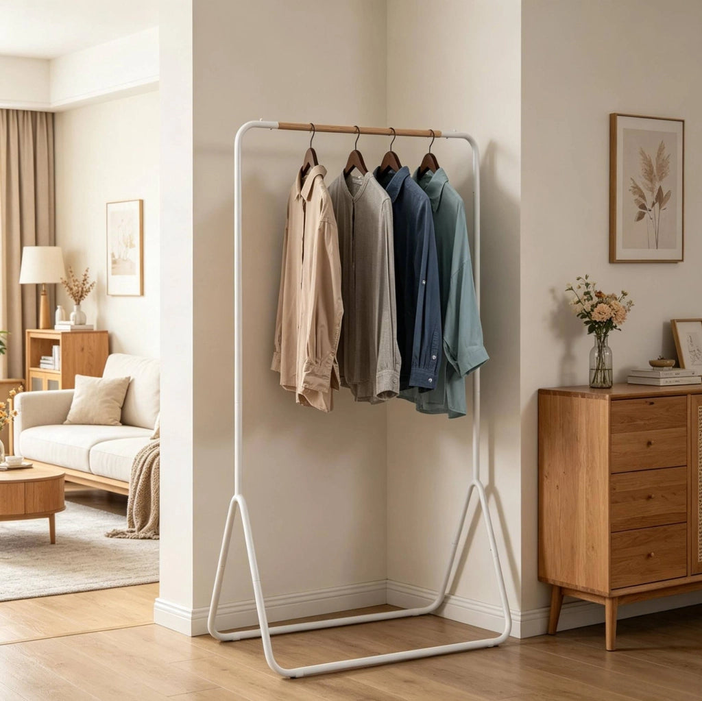 Appendiabiti 80x45x145 cm multifunzionale in metallo bianco