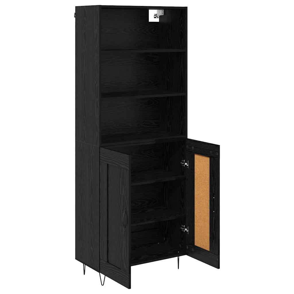 Credenza con cassetto 2 pcs Rovere Nero Legno multistrato