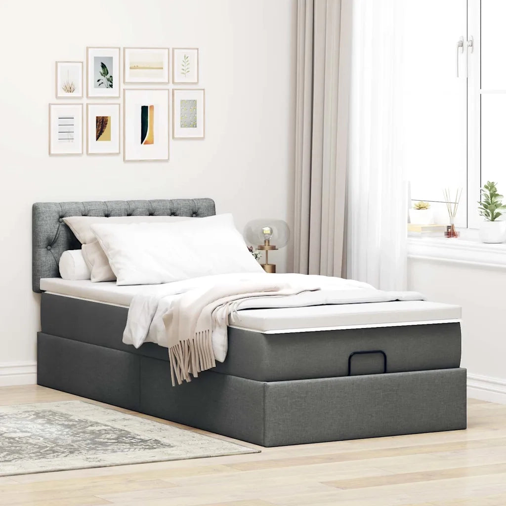 Struttura Letto Pouf con Materasso 100x200 cm in Tessuto 3312368
